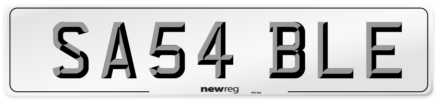 SA54 BLE Number Plate from New Reg